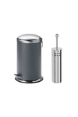 IKEA 2'li Banyo Seti Çöp Kovası Tuvalet Fırçası Paslanmaz Çelik Büyük Boy 12 litre 45 cm - 1