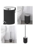 IKEA 2'li Banyo Seti - Banyo Çöp Kutusu / Kovası 3 lt ve Tuvalet Fırçası 38cm - Siyah - 1