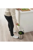 IKEA 2'li Banyo Seti Çöp Kovası Tuvalet Fırçası Paslanmaz Çelik 5 litre Gri - 3