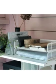 IKEA 4 Adet Metal Evrak Rafı 34x24x7 Cm İkea 4'lü Set Katlı Dosyalık Beyaz Raf Çelik Dosyalama - 3