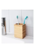 IKEA 2 Parça Banyo Seti Ahşap Sıvı Sabunluk + Fırçalık İkea 2'li Bambu Banyo Seti Kahverengi - 4