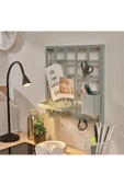IKEA SNICKRA çok amaçlı pano ve aksesuar seti, gri-yeşil, 38x38 cm, 8 parça depolama parçalı - 4