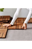 IKEA Parke Balkon Teras Masif Yer Döşemesi, Kahverengi, 0.81 M², 9 Adet - 1