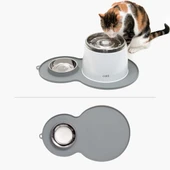 Catit Kedi Suluk ve Mamalık Altlığı Gri Medium Çelik Mama Kabı İle Birlikte - 2