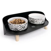 M-Pets Altitude Urban Style Standlı Mama Kabı 2x450ml Siyah - 1