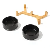 M-Pets Opera Bamboo Standlı Seramik Mama Kabı 2x850ml Siyah - 4