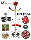 Yan Tırpan + Toprak Çapalama Aparatı + Altıgen Bıçak (2 Adet Çapa) thumbnail 1