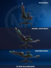 NPO GC3001BW Masajlı,RGB,4D Kolçaklı,Ayak Destekli Oyuncu Koltuğu - 8