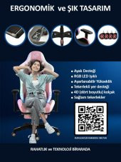 NPO GC3001PW Masaj Yastıklı, RGB Led Işıklı, 4D Kolçaklı, Ayak Destekli Profesyonel Oyuncu Koltuğu - 10