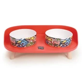 M-Pets Altitude Urban Style Standlı Mama Kabı 2x450ml Kırmızı - 2