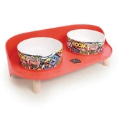 M-Pets Altitude Urban Style Standlı Mama Kabı 2x450ml Kırmızı - 1