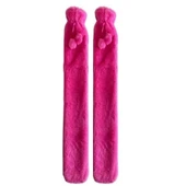 SICAK SU TORBASI 2 ADET,BOYUN VE OMUZ ICIN  UZUN PELUŞ PEMBE PONPONLU 2LT TERMOFOR 75x13CM - 2