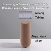 Bohem 4 ADET Doğal Ahşap 15 cm Silindir Ayak Set Mobilya Koltuk Kanepe Sehpa Masa Ayağı Ayakları - 2