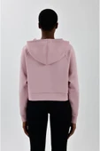 Kadın Sol Göğsü Logo Detaylı Cepli Kapüşonlu Sweatshirt - 3