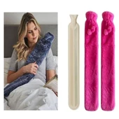 SICAK SU TORBASI 2 ADET,BOYUN VE OMUZ ICIN  UZUN PELUŞ PEMBE PONPONLU 2LT TERMOFOR 75x13CM - 3
