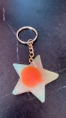 Rengarenk Yıldız Şekilli Gold Aksesuarlı Anahtarlık Epoksi El Yapımı Hediyelik - 2