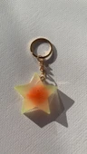 Rengarenk Yıldız Şekilli Gold Aksesuarlı  Anahtarlık Epoksi El Yapımı Hediyelik - 6