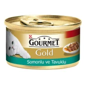 Gourmet Gold Parça Etli Soslu Somonlu Tavuklu Kedi Konservesi 85 Gr - 1
