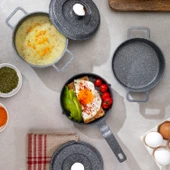 Schafer Retro Cast Mini Döküm Tencere Seti 5 Parça-Gri - 1