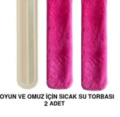 SICAK SU TORBASI 2 ADET,BOYUN VE OMUZ ICIN  UZUN PELUŞ PEMBE PONPONLU 2LT TERMOFOR 75x13CM - 1