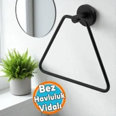 Banyo Mutfak Lavabo Üçgen Bez Havlu Askısı Siyah Paslanmaz Metal Vidalı Bez Havluluk Aparatı - 1