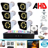 6 KAMERALI 5MP LENS 1080P WARM LED GECE RENKLİ 1 TB HDD DAHİL GÜVENLİK SETİ - 261W - 1