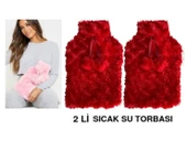 SICAK SU TORBASI 2 ADET,KIRMIZI RENKLİ,PONPONLU TERMOFOR 26X17X2CM 1 LİTRE thumbnail 1