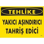 Avmdepo Tehlike Yakıcı Aşındırıcı Tahriş Edici Uyarı Levhası 25x35 KOD:773 - 9
