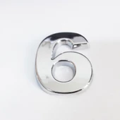 Cemax 6 Rakamı 3,75 cm Krom Yapışkanlı - 10