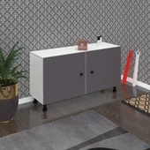 Kenzlife ayakkabılık merkub3 gribyz 53*100*32 kapaklı 3 raflı 15 çift ayakkabı kapasitesi - 1
