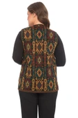 Kadın Petrol Etnik Desenli Cepli Kilim Yelek - 4