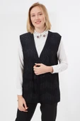 Kadın Siyah Zikzak Desenli Ajurlu Yazlık Anne Triko Yelek thumbnail 1