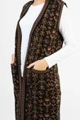 Kadın Çok Renkli Çiçek Desenli Cepli Uzun Kilim Yelek - 4