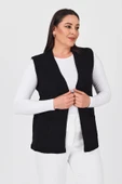 Kadın Siyah Cepli Kışlık Kalın Örme Triko Anne Yelek thumbnail 2