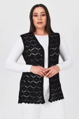 Kadın Siyah İşlemeli Merserize Mevsimlik Triko Anne Yelek thumbnail 1