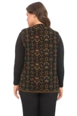 Kadın Petrol Çiçek Desenli Cepli Kilim Yelek - 4