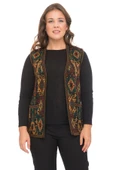Kadın Petrol Etnik Desenli Cepli Kilim Yelek - 1