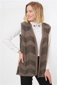 Kadın Vizon Zikzak Desenli Ajurlu Yazlık Anne Triko Yelek thumbnail 3
