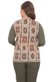 Kadın Taş Etnik Desenli Cepli Kilim Yelek thumbnail 4