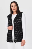 Kadın Siyah İşlemeli Merserize Mevsimlik Triko Anne Yelek thumbnail 2