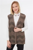 Kadın Vizon Zikzak Desenli Ajurlu Yazlık Anne Triko Yelek thumbnail 1