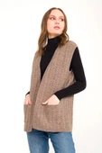 Kadın Vizon Cepli Kışlık Kalın Örme Triko Anne Yelek thumbnail 1