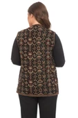 Kadın Çok Renkli Çiçek Desenli Cepli Kilim Yelek - 4