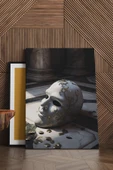SELMIRA Beyaz Gold Mitoloji Maske Kanvas Tablo - 1