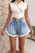 Kadın Regular Denim Mini Şort - 2