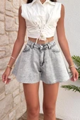 Kadın Regular Denim Mini Şort - 2