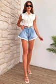 Kadın Regular Denim Mini Şort - 3