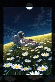 SELMIRA Kırda Uzanan Astronot Kanvas Tablo - 2