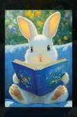 SELMIRA Kitap Okuyan Tavşan Kanvas Tablo - 2