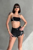 Yırtık Detaylı Denim Mini Şort - 3
